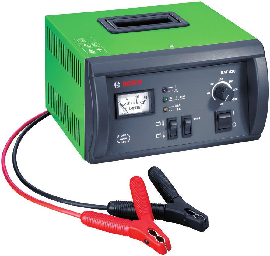 Informação do estado do carregador através de indicador LED Interruptor para o intervalo de temperatura (frio/quente) Construção sólida Dados técnicos BAT 415 / BAT 430 Tipo de baterias Sem