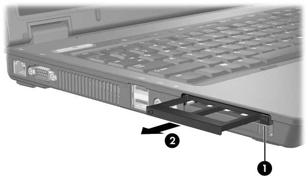 ExpressCards (somente modelos selecionados) O slot do ExpressCard pode conter um protetor inserido. É necessário deslizar e então remover o protetor antes que possa inserir um ExpressCard. 1.