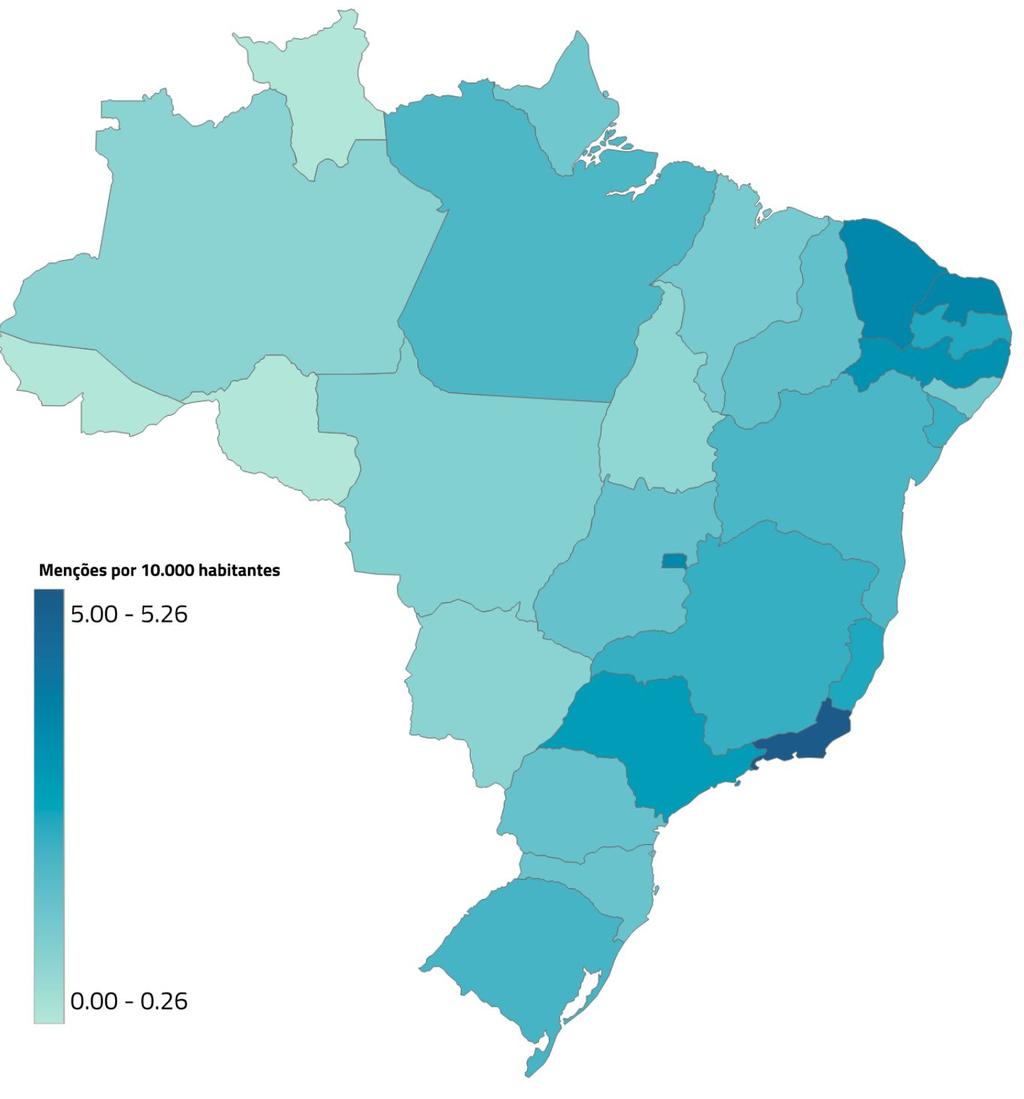 Distribuição das Menções a Temer no Facebook A análise da distribuição geográfica das menções ao presidente Temer a partir de uma amostra de 55 mil interações do Facebook mostra o quão disseminado