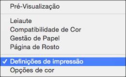 6. Selecione as opções de configuração de página: Tamanho do Papel e Orientação. Observação: Caso não veja essas configurações na janela de impressão, verifique-as no aplicativo antes de imprimir.