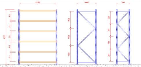 700 mm 1000 mm 700 mm 1000 mm Vão Livre 511 mm 511 mm 511 mm 511 mm Planos de Armazenagem