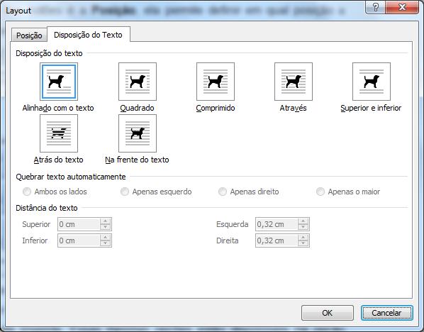 Ao clicar na opção Mais Opções de Layout abre-se a janela Layout Avançado que