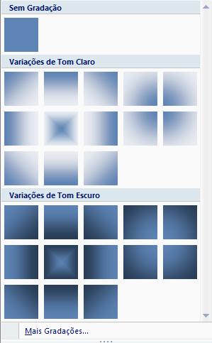 Ao clicar em Mais Gradações, será possível personalizar a forma como será o preenchimento