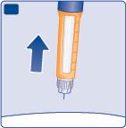 Se a agulha estiver entupida, não será injetada qualquer insulina. K L Introduza a ponta da agulha na proteção exterior da agulha, sobre uma superfície plana.