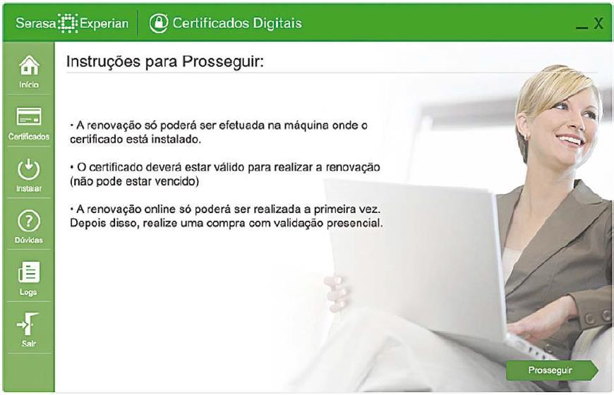 certificado digital. Leia-as com atenção e clique no botão prosseguir para continuar o processo.