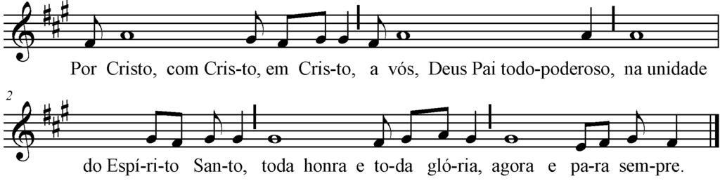 Cantos do Ordinário 42 DOXOLOGIA (Melodia Comum) Tom: F # m Ritmo: Recitativo Hinário Litúrgico Adaptação do Gregoriano F # m C # m Por Cristo, com Cristo, em