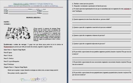 Figura 5 Figura 4 - Exemplo de perguntas da proposta mais organizada sobre segmentos de retas Fonte: Propostas de atividades de  Fonte : Projeto Obeduc