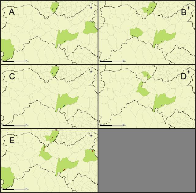 registro de ocorrência para ambientes de Cerrado (PORTO et al, 2010). Quanto a coleção, os registros de ocorrência de R.