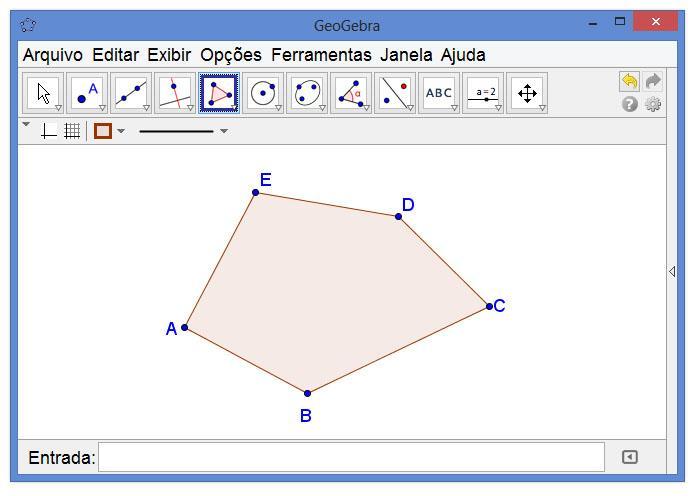 Assim, para construir um polígono basta clicar na ferramenta Polígono e clicar em pontos a sua escolha na Janela de Visualização.