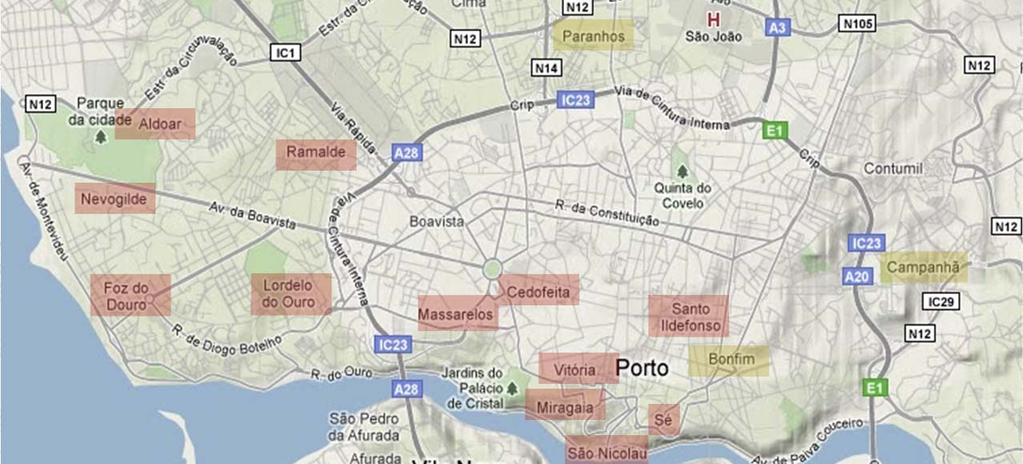 Área Geográfica 12 Freguesias do Porto Ocidental (NUTSIII) Contexto