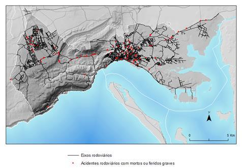 AVALIAÇÃO E CARTOGRAFIA DE RISCOS NATURAIS, MISTOS E TECNOLÓGICOS NO CONCELHO DE SETÚBAL Riscos Tecnológicos Riscos tecnológicos identificados: acidentes rodoviários com mortos ou feridos graves,