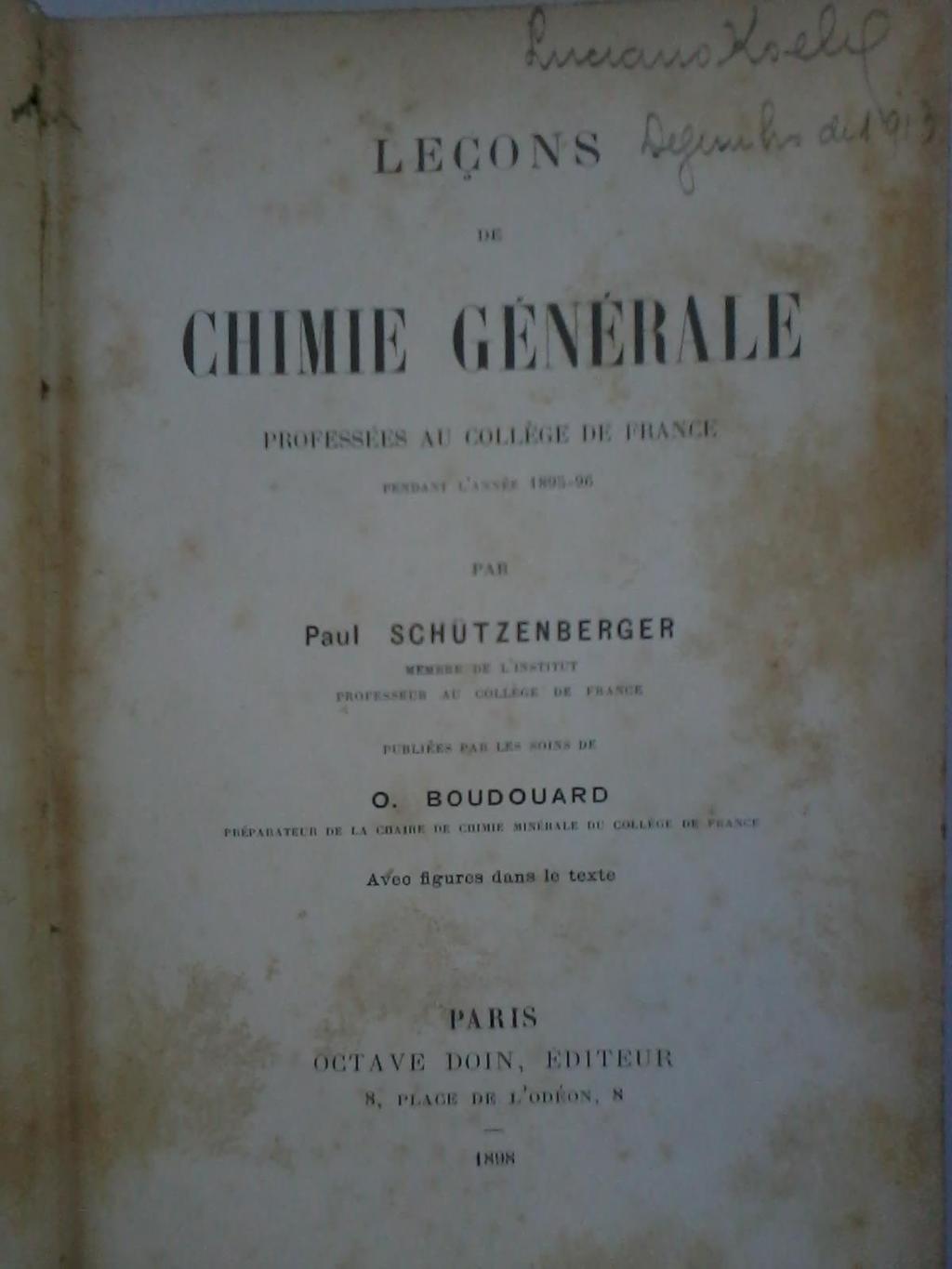38 Figura 3: Página de Rosto do Livro Leçons de Chime Générale. Fonte: Autor.