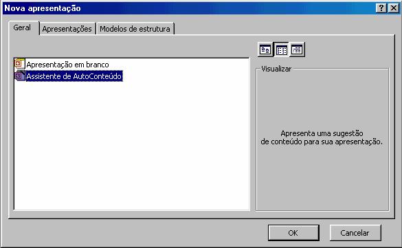 Selecione "Assistente de AutoConteúdo", clique no botão OK.