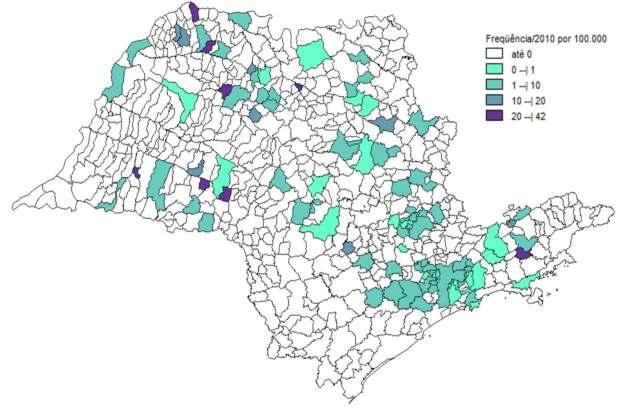 Número de casos suspeitos 90 80 70 60 50 40 30 20 10 0 1 3 5 7 9 11 13 15 17 19 21 23 25 27 29 31 33 35 37 39 41 43 Semana Epidemiológica 60,0 50,0 40,0 30,0 20,0 10,0 0,0 % de casos confirmados caso