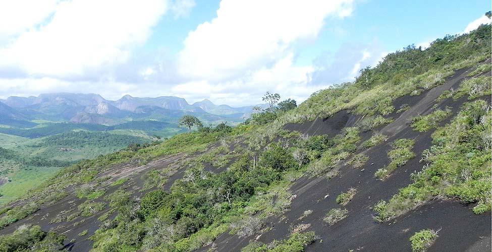 em superfície íngreme do inselbergue