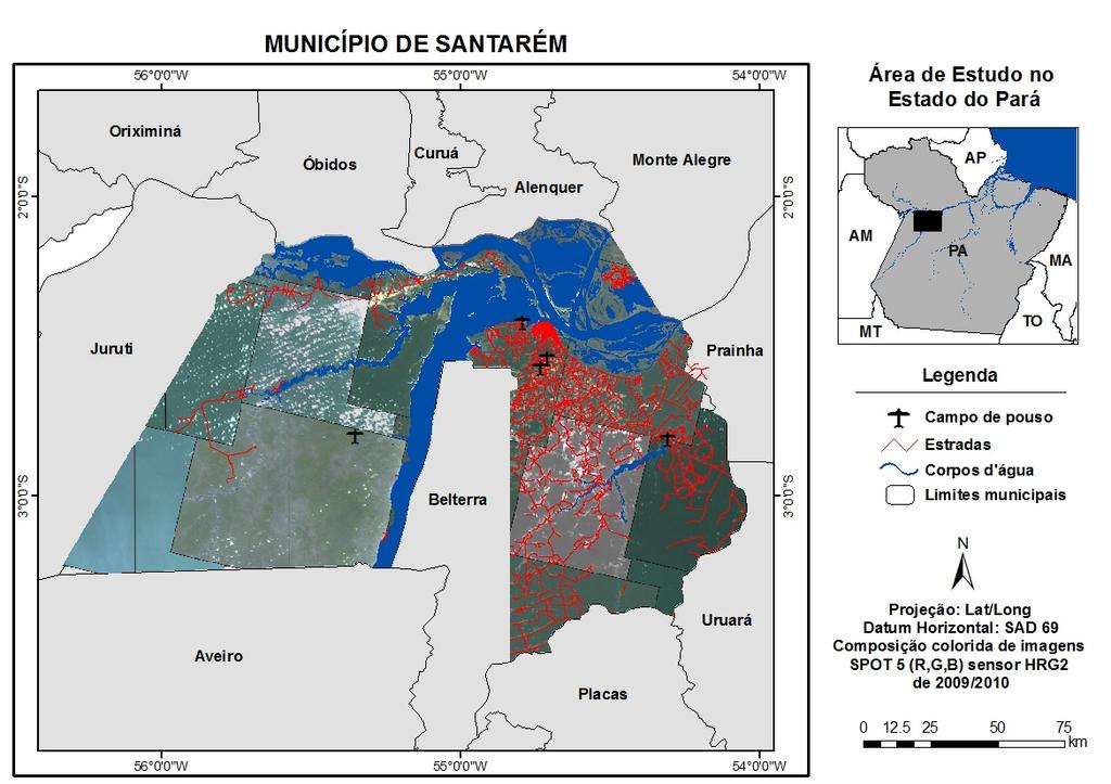 Mapa 3 Mapa geral de Santarém/PA com 98% de recobrimento de imagens SPOT, com a