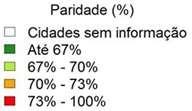 Paridade 1 de preços de bomba etanol hidratado/gasolina nos municípios dos principais Estados consumidores de etanol Semana - 25/06/2017 a