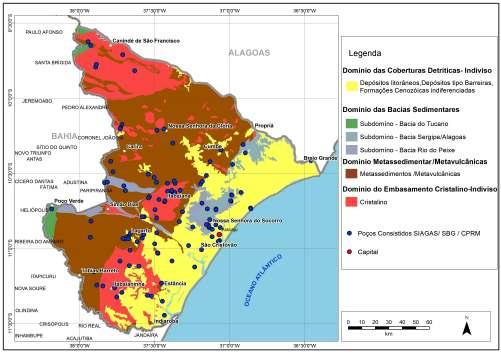 Mapa de pontos d água consistidos e georreferenciados do Estado de Sergipe SIAGAS/SGB/CPRM