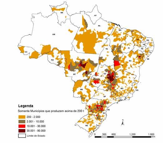 11.1.4.4. Feijão total Figura 25 Mapa da produção agrícola Feijão total (primeira, segunda e terceira safras) Fonte: Conab/IBGE.