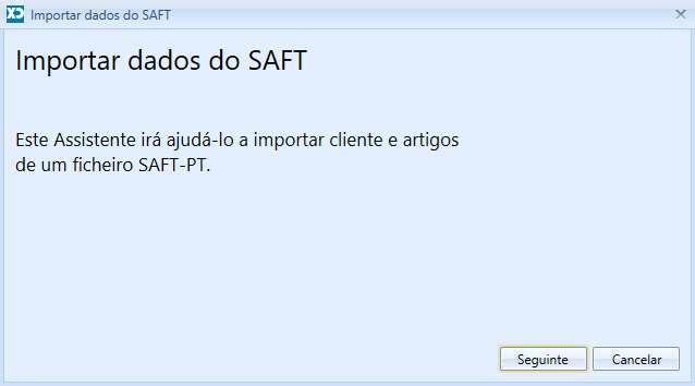 Importar dados do SAFT Para importar dados de um ficheiro SAFT deverá ir a Diversos onde encontrará a opção Dados do SAFT no grupo Importar dados da