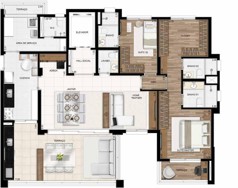 2 SUÍTES COM LIVING E SUÍTE MASTER AMPLIADOS - Ala Madison FICHA TÉCNICA Ala Columbus Ala Madison Realização: KASLIK CONSTRUTORA E INCORPORADORA LTDA Endereço:, Área de terreno: 2.