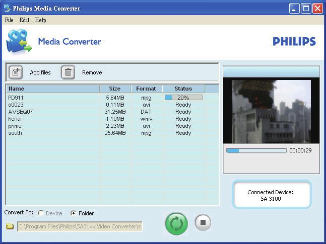 Com isso, você pode organizar sua coleção de vídeos por pasta de arquivos. Instalar o Philips Media Converter 1 Conecte o AZURE ao PC.