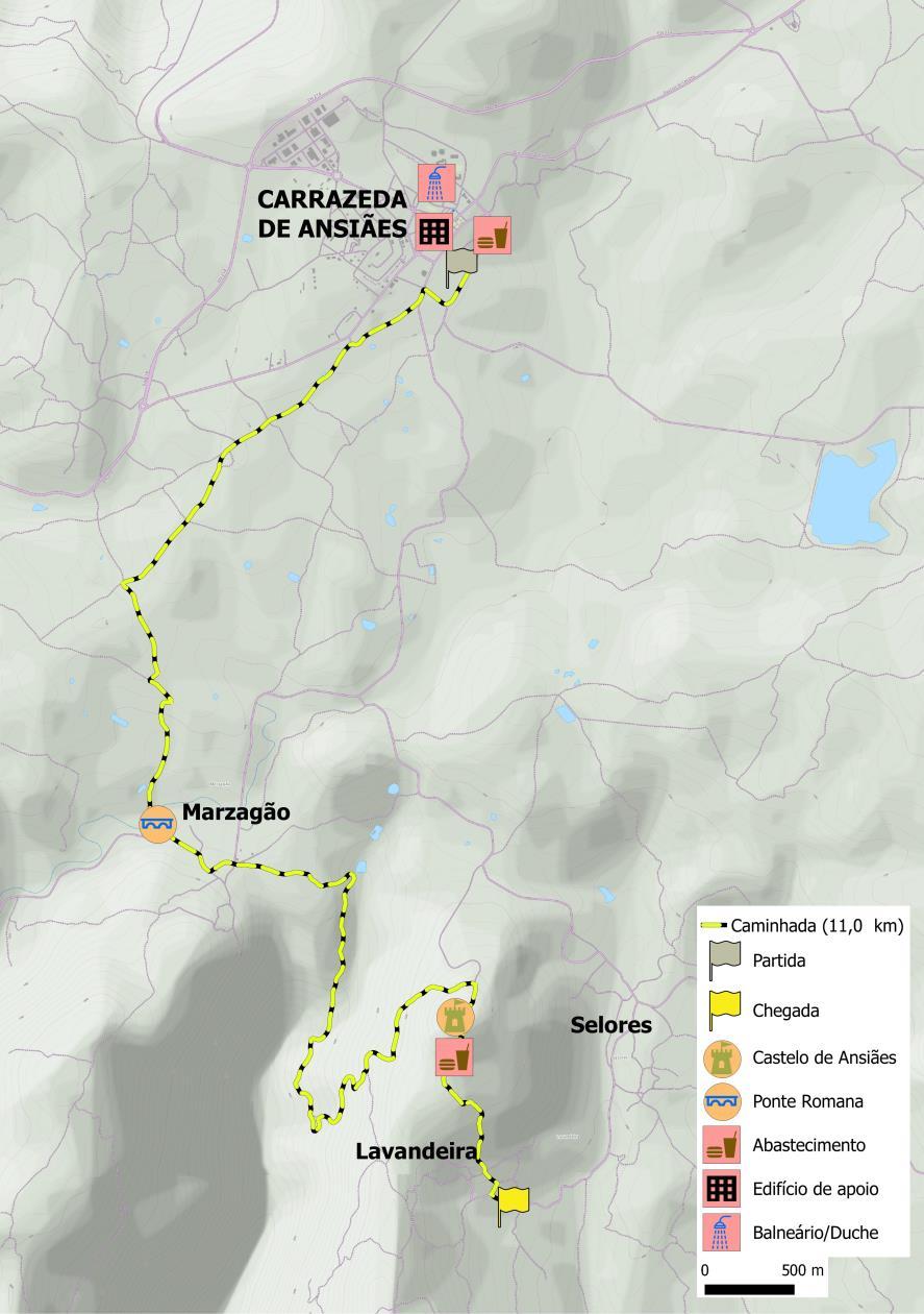 Traçado Caminhada 11,0km Perfil de