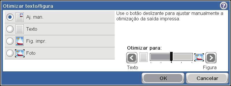 Selecione uma das opções predefinidas ou toque no botão Ajustar manualmente e ajuste o