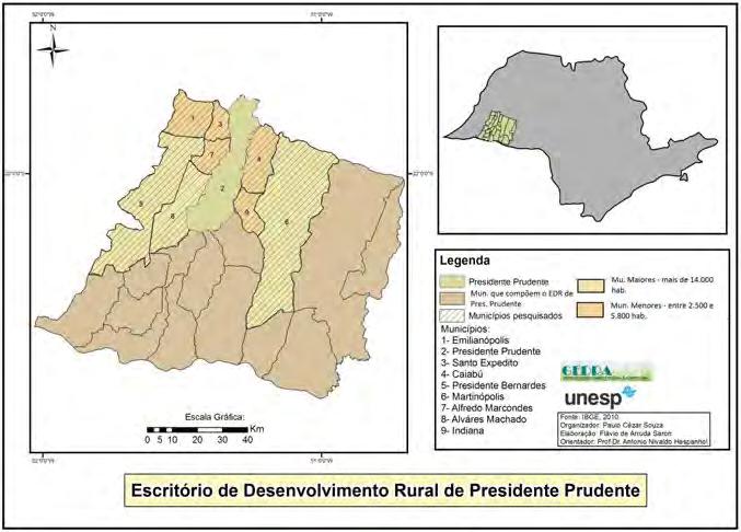 132 efeito de análise, os municípios estudados foram classificados em dois grupos específicos: - Grupo A (menor extensão territorial e população entre 2000 e 5000 habitantes): Alfredo Marcondes,