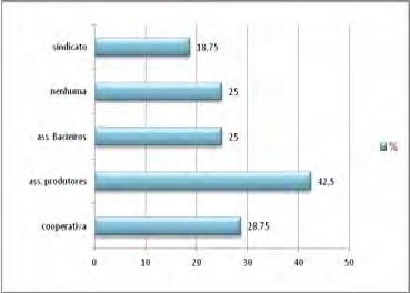 208 Gráfico 34 Participação dos produtores rurais dos municípios do EDR de Presidente Prudente em organizações sociais (%) Fonte: Trabalho de campo 2010.