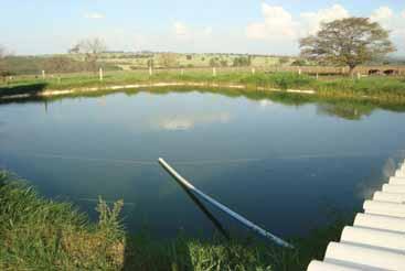 Funciona através do processo de decantação, e a água reutilizada pode ter destinos diversificados, como reservatório para irrigação, represa para o gado e tanque de piscicultura, conforme se vê na