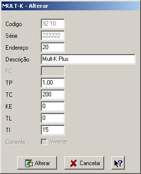 TP, TC, TL e TI, basta clicar com o botão direito sobre o multimedidor na lista de instrumentos cadastrados e selecionar a opção Alterar.