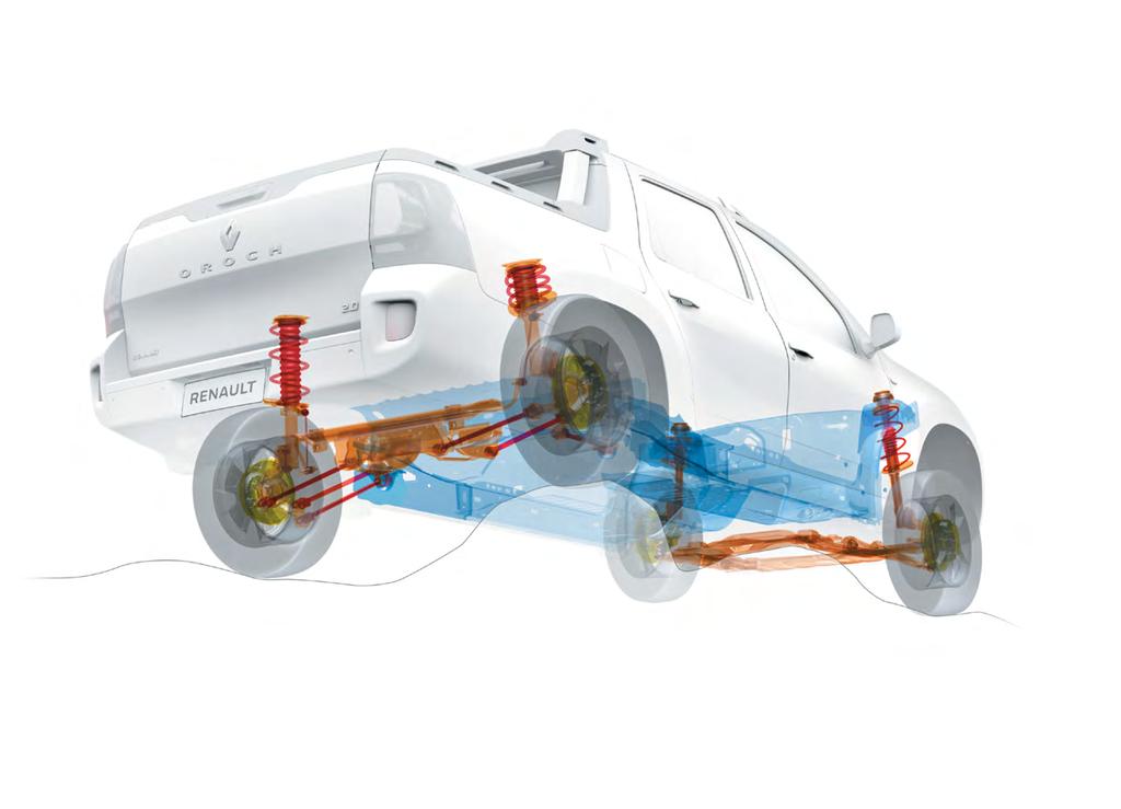 SUSPENSÃO MULTILINK Robustez, desempenho e estabilidade A suspensão traseira Multilink, juntamente com um maior entre-eixos em relação ao Duster, oferece melhor dirigibilidade, proporcionando uma