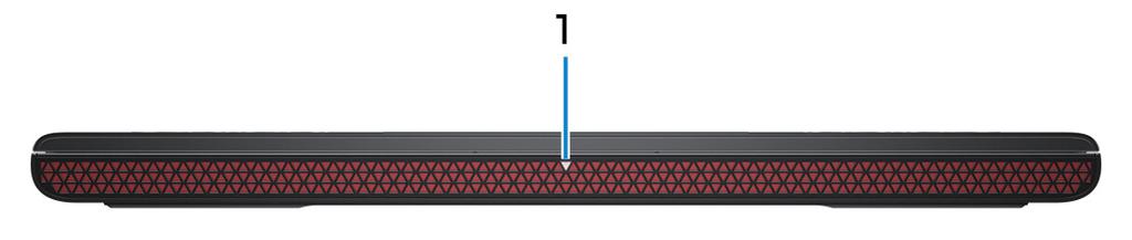 Exibições Frente 1 Luz de energia e status da bateria/luz de atividade do disco rígido Indica o status de carga da bateria ou a atividade do disco rígido.