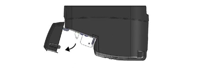 Figura 7: Impressora com papel Para eliminar a sobra do papel, rasgue-a usando a serrilha ou pressione a tecla Corte, indicada na Figura 8, para