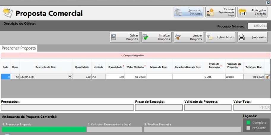 PRONIM LC 3. KIT PROPOSTA - PROPOSTA COMERCIAL Para efetuar o preenchimento da Proposta é necessário ter o cadastramento e a geração do kit/arquivo do Recibo que é feita no PRONIM LC.