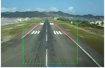 Figure 7. Linhas detectadas em um vídeo de aterrisagem. Figure 8. Representação dos contornos. vídeos exemplo.