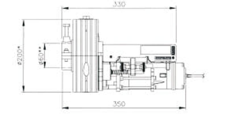 MG/100 Motor central 230Vac com eixo de 60mm, rolo 200mm e fins de curso reguláveis. Utilizado em portões ou grades de enrolar até 120Kg.