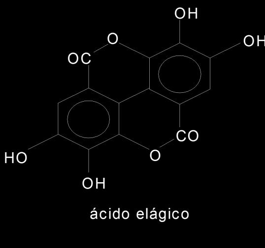 Taninos Hidrolisáveis Podem ser hidrolisados por ácidos, temperatura ou enzimas; Caracterizado por um Poliol Central Hidroxilas