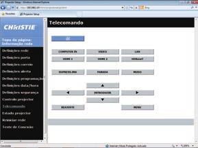 3. Controlo via internet 3.1 3.1 Controlo Web do Projector (continuação) 3.1.11 Telecomando As funções do telecomando fornecido são atribuídas para o ecrã de Telecomando (pela) Web.