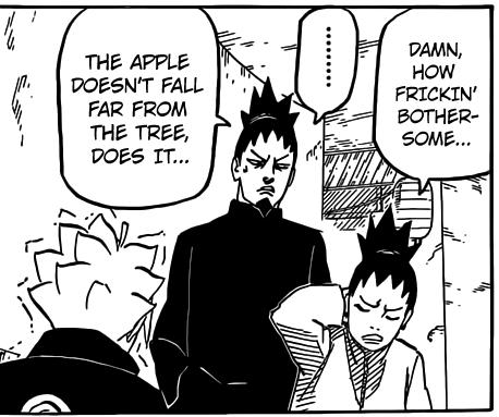 Os próximos a aparecerem são Naruto e Boruto, que treinam juntos. Naruto usa um clone para dar conta do trabalho como Hokage e ao mesmo tempo brincar de esconde-esconde com o filho mais velho.