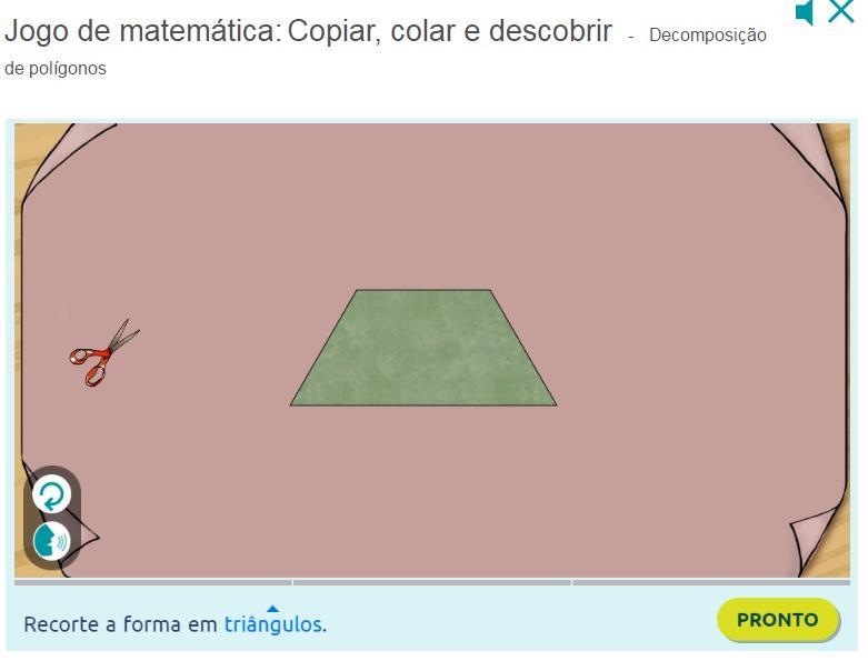 4 Matific C o pia r, c o la r e de s c o brir - De c o m po s iç ã o de po lígo no s na classe. Este episódio pratica a decomposição de formas, ao nomear os polígonos.