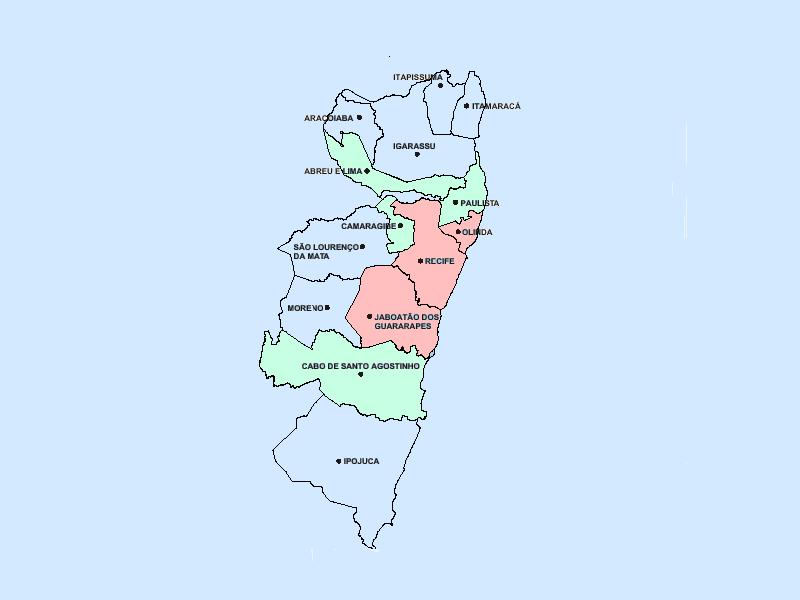 Figura 3 - Distribuição da filariose linfática na Região Metropolitana do Recife