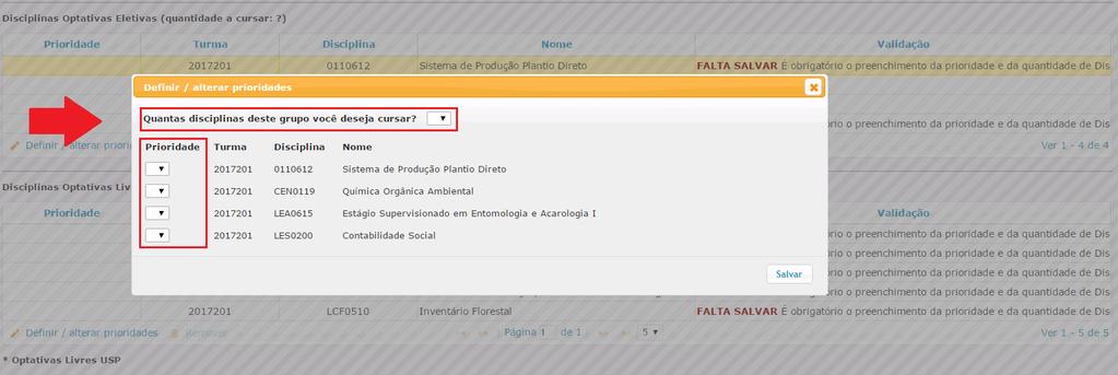 8. Preencha quantas disciplinas desse grupo deseja cursar