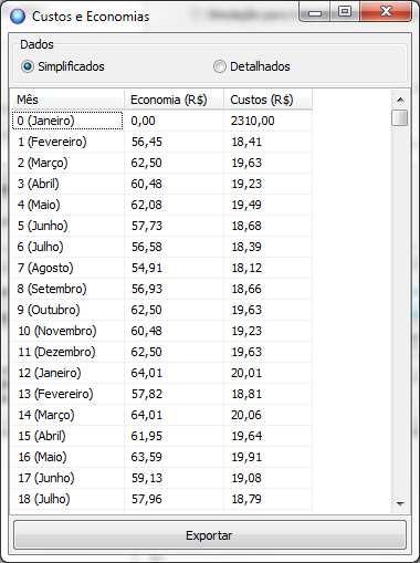 Fgura 16 Janela de resultados de custos e economas (dados smplfcados).