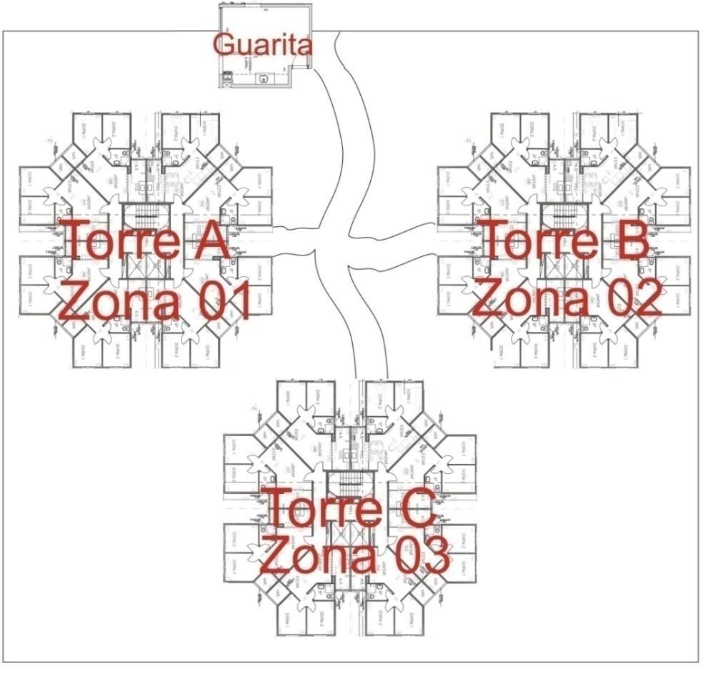 principio de incêndio detectado na torre A apenas a zona 01 estará em alarme, não necessitando, por exemplo, que o módulo de relé das torres B, C e D gerem comandos.