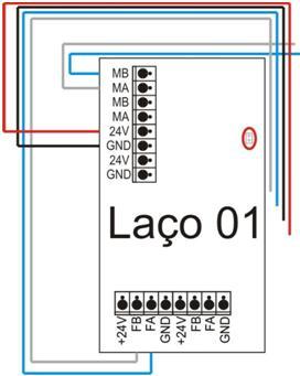 4 Volte a central e digite o numero 001: Endereçamento módulos laço Endereço:<001> Gravação:<Ok>_ 7 Volte à primeira placa de laço e retire