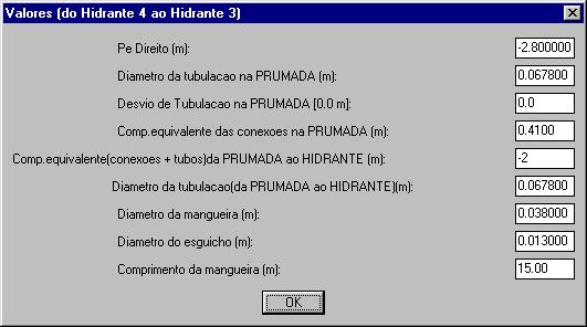 57 Campo 1: Pé direito (m) = -2.80 Campo 2: Diâmetro da tubulação na prumada (m) = 0.0678 Campo 3: Desvio de tubulação na prumada (0,0m) = 0.00 Campo 4: Comp.