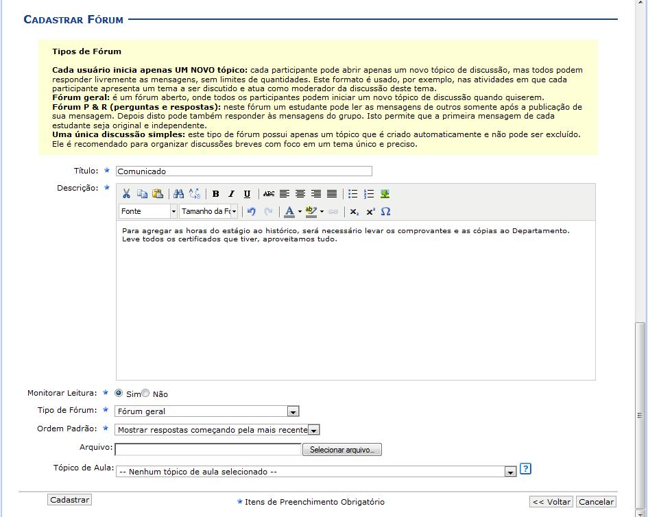 Para visualizar as respostas direcionadas ao conteúdo postado, clique no link referente à numeração de respostas cadastradas ou utilize o link do