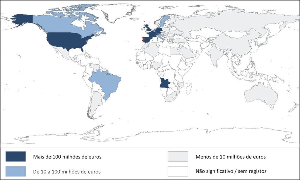 OEm Fact Sheets, 2 dezembro de 2014 Mapa 1 Origem das remessas recebidas em Portugal, 2013 Fonte Mapa elaborado pelo Observatório da Emigração, valores do Banco de